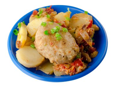 Patates ve haşlanmış domates ile Beşamel sos.  