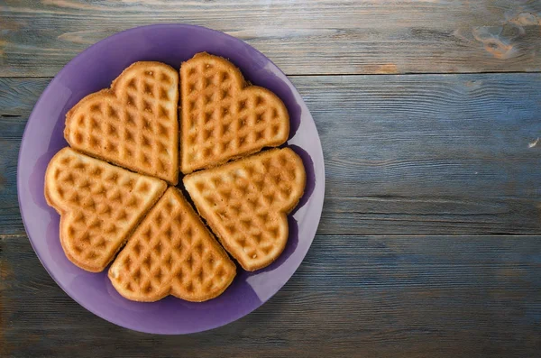 Belçika waffle ahşap arka plan 