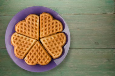 Belçika waffle ahşap arka plan 