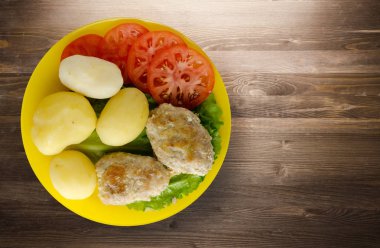  göğsü bir tabak patates ile