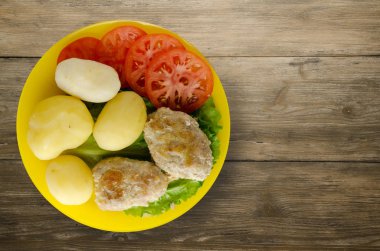  göğsü bir tabak patates ile