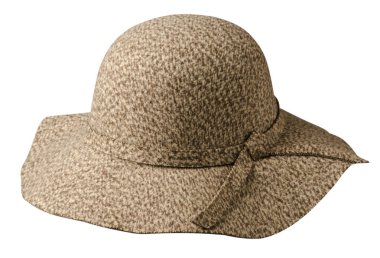   Bayan Beyaz arka plan .moda şapka fel üzerinde izole keçe şapka