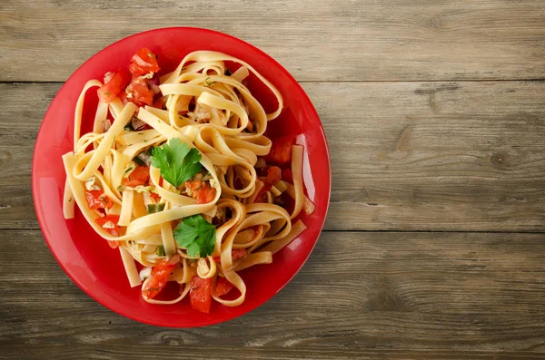 Spaghetti på en tallrik — Stockfoto