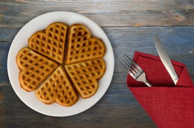 Belçika waffle ahşap arka plan 