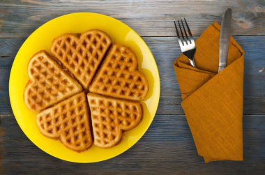 Belçika waffle ahşap arka plan 