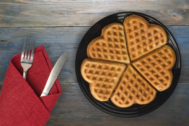 Belçika waffle ahşap arka plan 