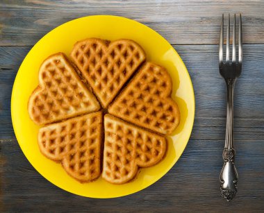 Belçika waffle ahşap arka plan 