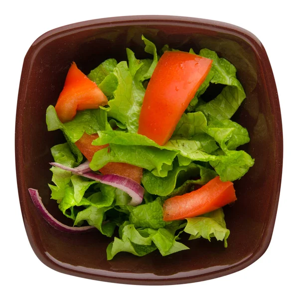 Vegetarisk Sallad på tomat, lök och sallad i en sallad skål jag — Stockfoto