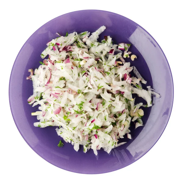Daikon saláta, hagyma és kapros elszigetelt fehér background — Stock Fotó