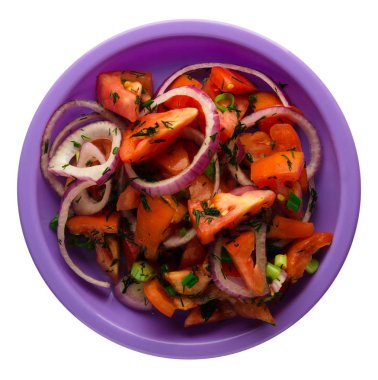 domates, soğan, rezene beyaz arka plan üzerinde izole bir plaka üzerinde