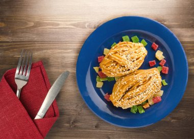 tatlılar ahşap zemin ile pasta .