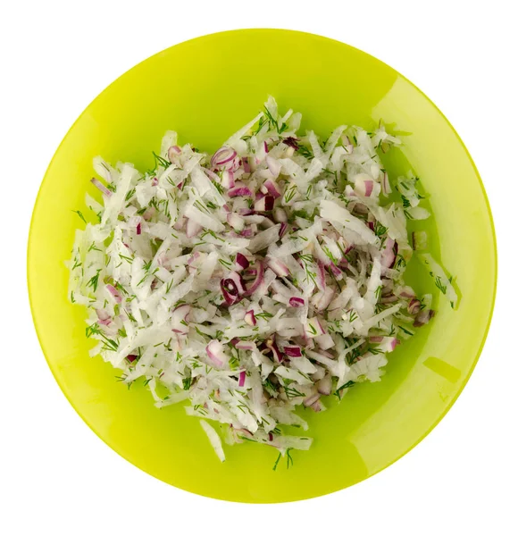 Salat Daikon, Zwiebeln und Dill isoliert auf weißem Hintergrund — Stockfoto