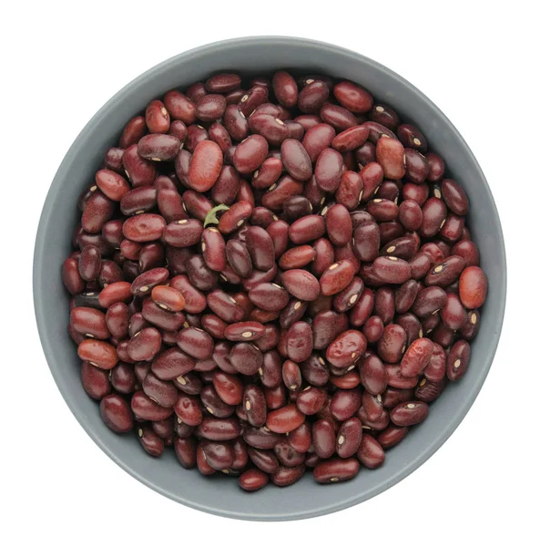 在白色背景下的碗里放上红豆。红豆顶 — 图库照片