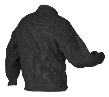 Beyaz arka planda izole edilmiş fermuarlı örülü bir kazak. Ben.