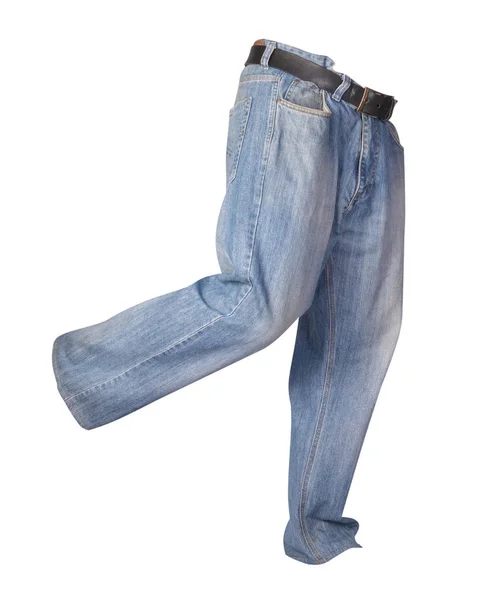 Calça jeans azul isolada em fundo branco.Calça jeans bonita — Fotografia de Stock