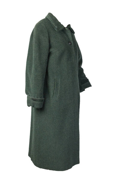 Female woolen coat with a hood Isolated on a white background.