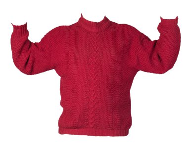 Kadın örgü süveter beyaz arka planda izole