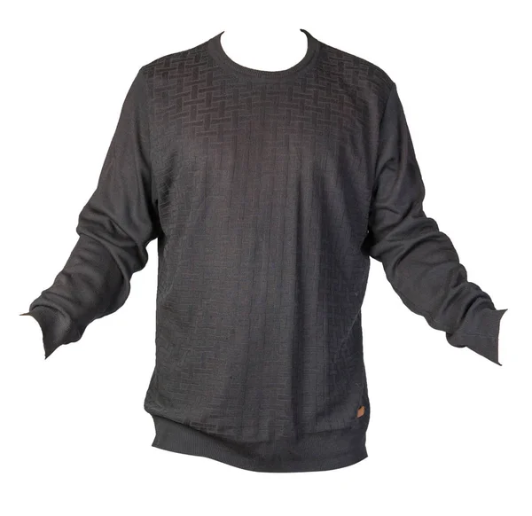 Maglione lavorato a maglia con una cerniera isolata su sfondo bianco. maglione da uomo sotto il collo vista frontale . — Foto Stock