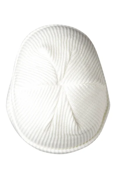 도커의 뜨개 질 모자는 흰색 배경에 분리되어 있다. 멋진 래퍼 모자네요. 모자쓰는 어부 — 스톡 사진