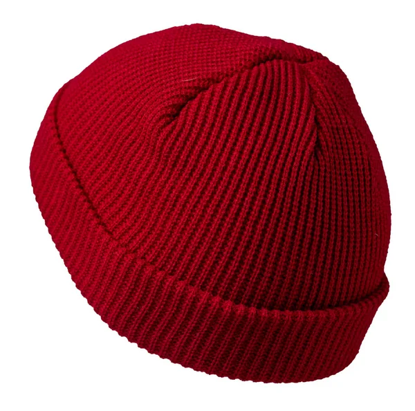 Docker pletený klobouk izolované na bílém pozadí. módní rapperský klobouk. rybář klobouku — Stock fotografie