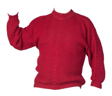 Kadın örgü süveter beyaz arka planda izole