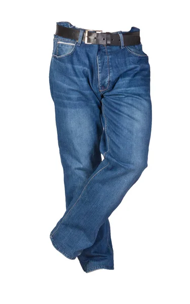 Jeans blu isolati su sfondo bianco.Bellissimi jeans — Foto Stock