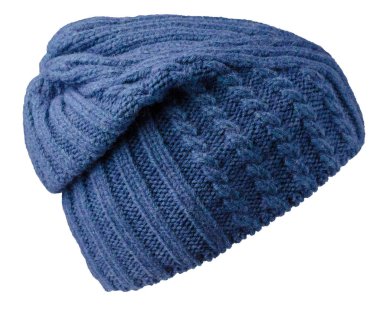 Beyaz arka planda izole edilmiş örülmüş bir şapka. Şık şapka. moda