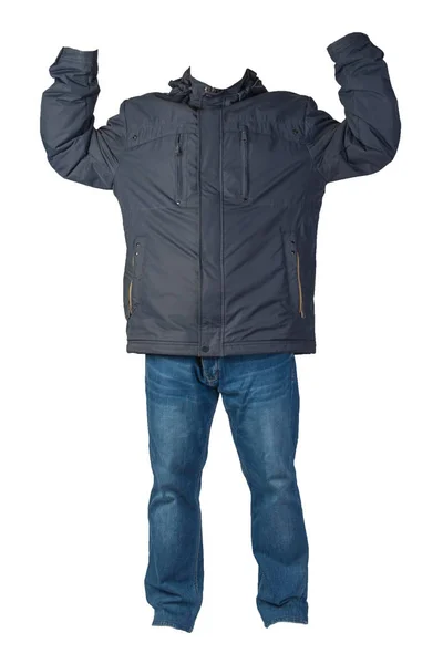 Jacke und Jeans für Männer isoliert auf weißem Hintergrund. — Stockfoto