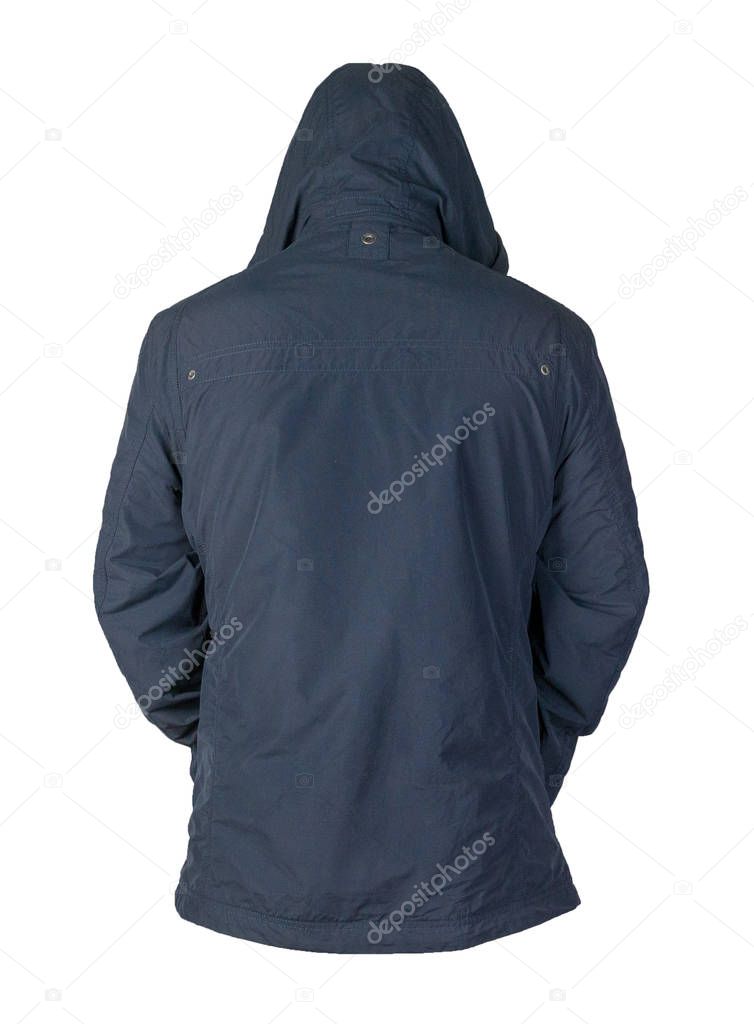 Men's jacket in a hood isolated on a white background. Windbreak