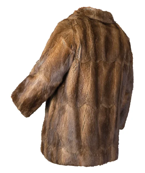 Abrigo de piel aislado sobre un fondo blanco. abrigo de piel con nat marrón — Foto de Stock