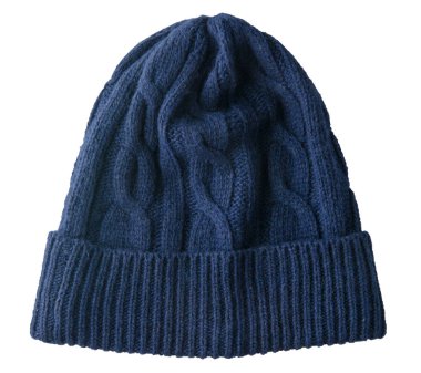 Beyaz arka planda izole edilmiş örülmüş bir şapka. Şık şapka. moda