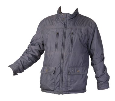 Beyaz arka planda izole edilmiş kapüşonlu bir erkek ceketi. Rüzgâr Kırması