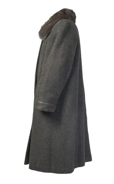Dámský vlněný kabát s kapucí Izolované na bílém pozadí. — Stock fotografie