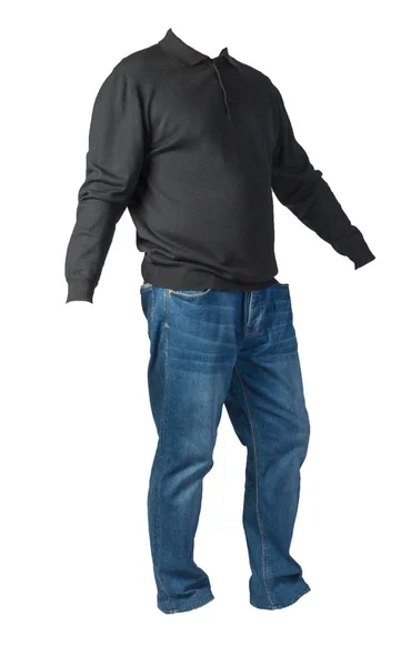 Pullover und Jeans für Männer isoliert auf weißem Hintergrund. — Stockfoto