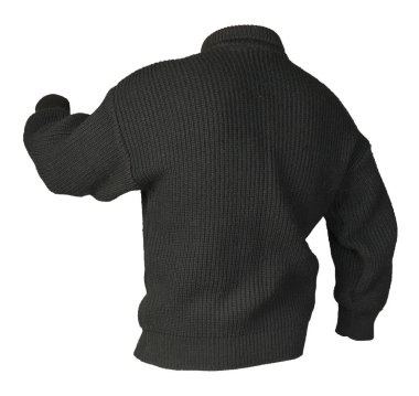 Beyaz arka planda izole edilmiş fermuarlı örülü bir kazak. Ben.