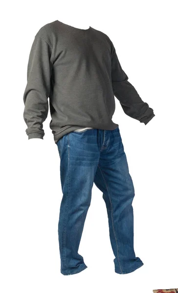 Maglione uomo e jeans isolati su sfondo bianco.casual coagulo — Foto Stock