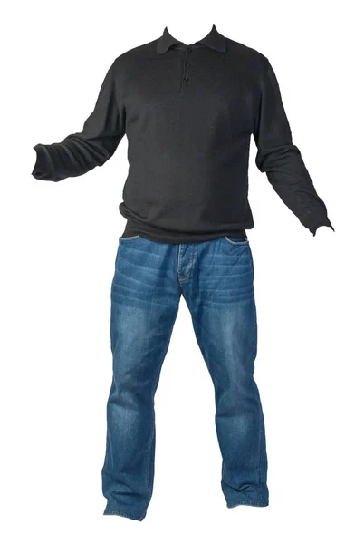 Herentrui en jeans geïsoleerd op witte achtergrond.casual prop — Stockfoto