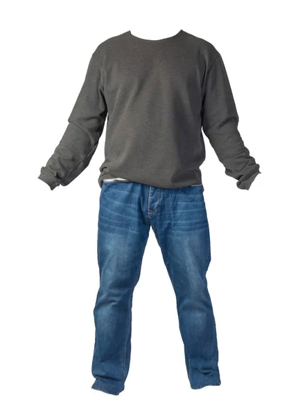 Suéter de los hombres y pantalones vaqueros aislados en blanco background.casual coágulo —  Fotos de Stock