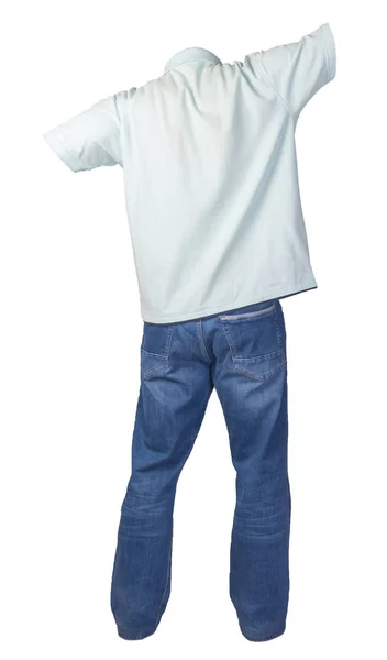 Ανδρικό t-shirt και τζιν που απομονώνονται σε λευκό φόντο.casual θρόμβο — Φωτογραφία Αρχείου