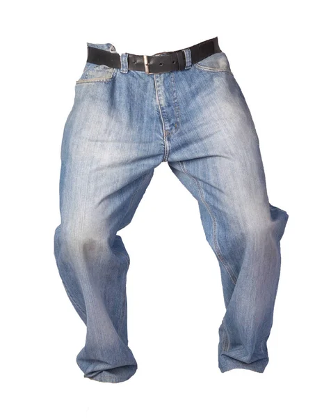 Блакитні джинси ізольовані на білому тлі. Красиві джинси — стокове фото