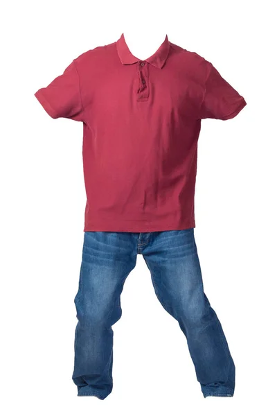 Män t-shirt och jeans isolerad på vit bakgrund.casual propp — Stockfoto