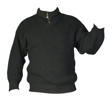 Beyaz arka planda izole edilmiş fermuarlı örülü bir kazak. Ben.