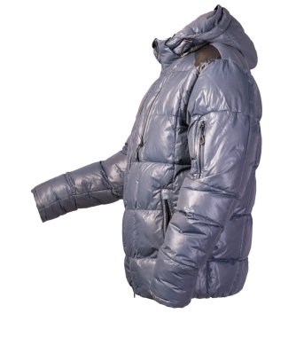 Beyaz arka planda izole edilmiş kapüşonlu bir erkek ceketi. Rüzgarlık ceketi.