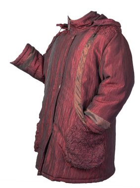 Kapüşonlu kadın ceketi beyaz arka planda izole edilmiş..