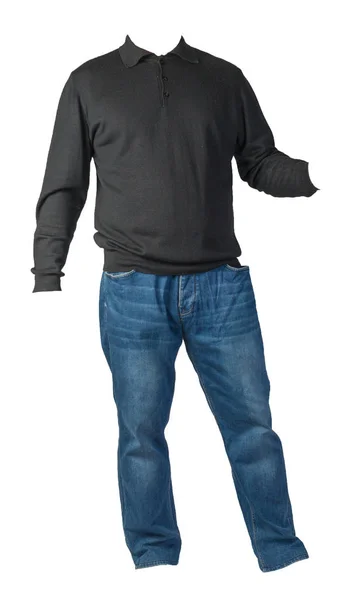 Camisola masculina e jeans isolados em roupas brancas background.casual — Fotografia de Stock