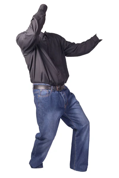 Men's shirt and blue jeans isolated on white background. — Stock Photo, Image