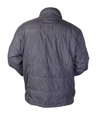 Beyaz arka planda izole edilmiş kapüşonlu bir erkek ceketi. Rüzgarlık ceketi.