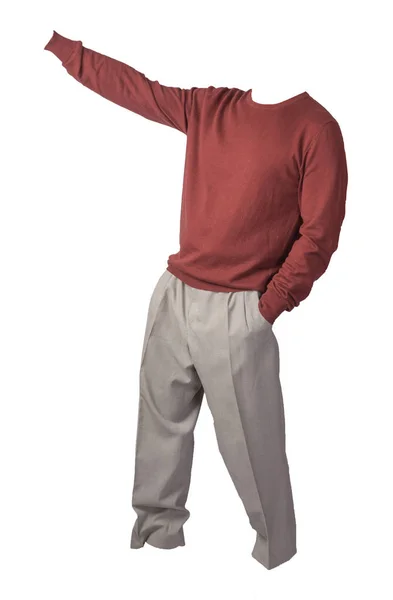 Pánské svetry a kalhoty izolované na bílém pozadí.ležérní oblečení — Stock fotografie