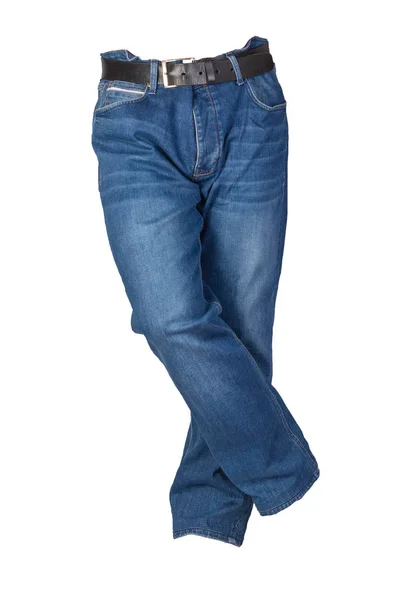 Блакитні джинси ізольовані на білому тлі. Красиві джинси — стокове фото