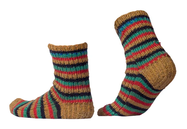 Vlněné ponožky izolované na bílém pozadí. — Stock fotografie
